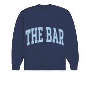The Bar Varsity Sweatshirt Navy/Baby Blue L NWOT